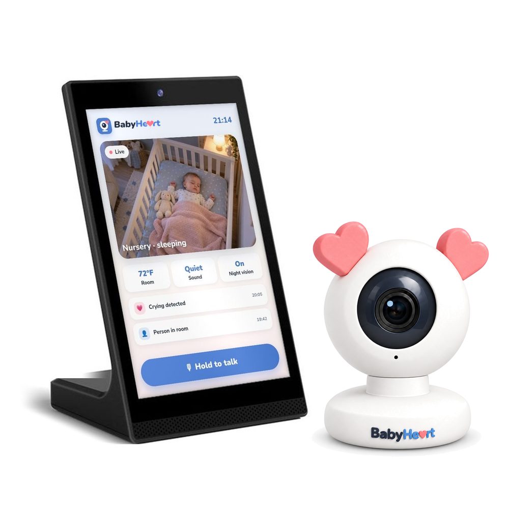 BabyHeart camera and parent monitor on white